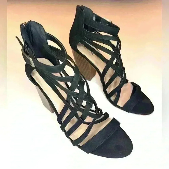 JustFab Womens Nashia Heeled Sandal in black Size 11 - Picture 3 of 8